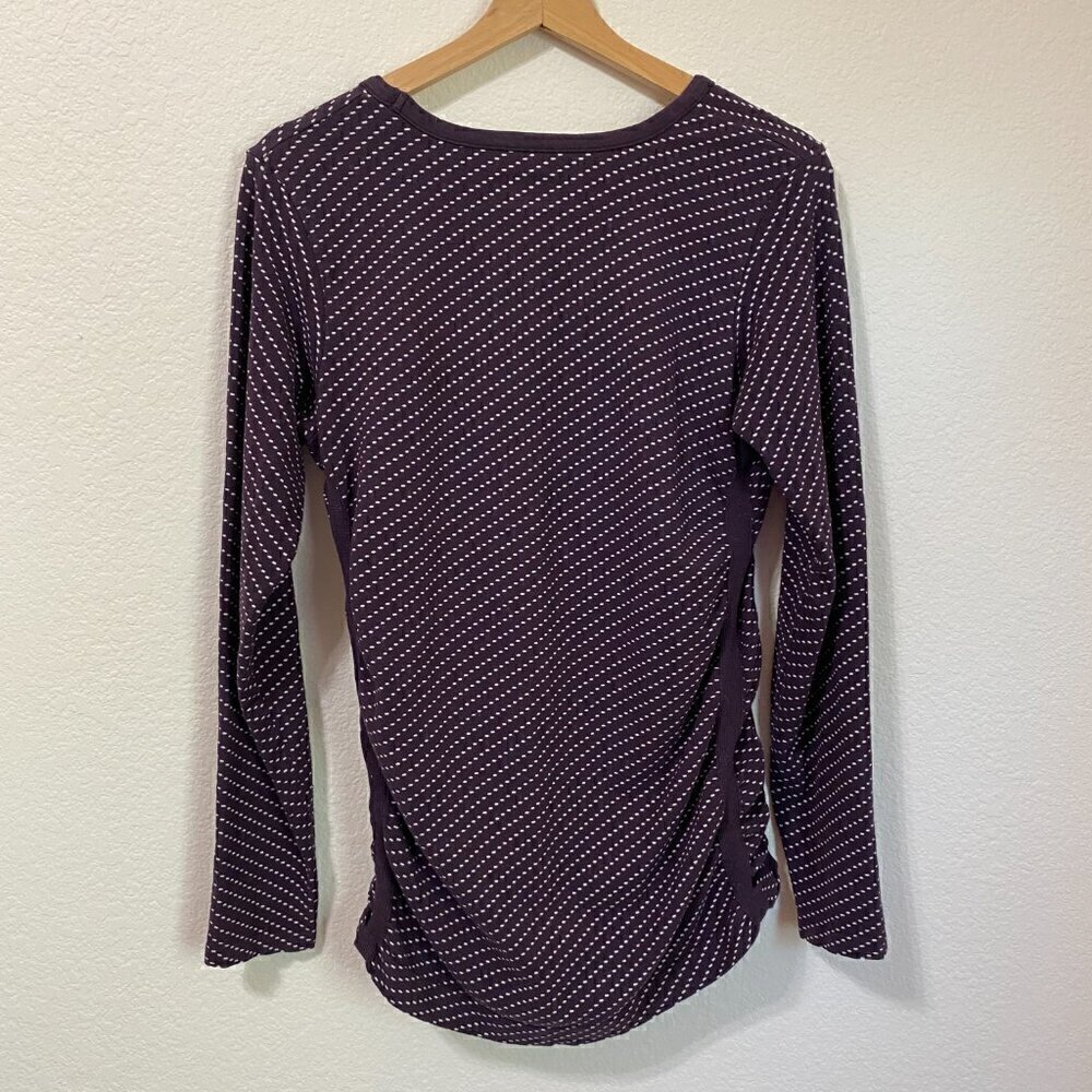 Athleta Dottie Ruched Active Top Womens XL Purple Polka Dot Long Sleeve Stretch - Picture 6 of 6